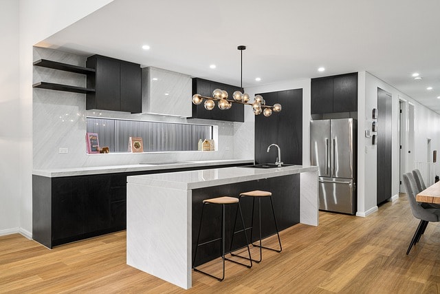Residential electrical and lighting installation in a contemporary kitchen